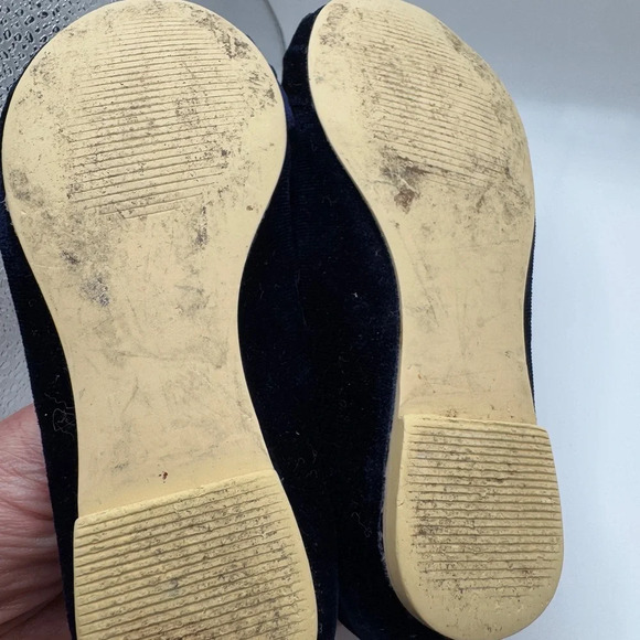 Janie and Jack Toddler Girls Size 7 Elegant Blue Velvet Formal Flats - Picture 7 of 9